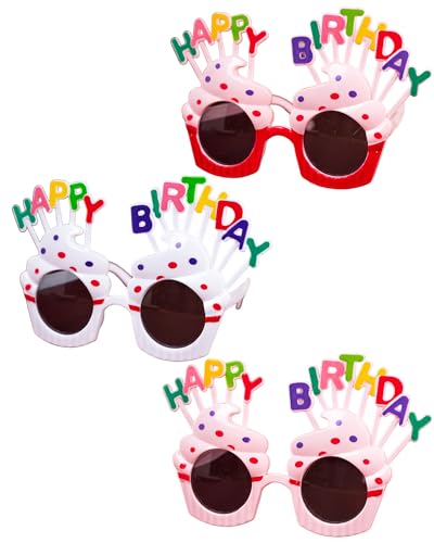 LEEQBCR 3 Stück Kindergeburtstag Partybrille, Kunststoffrahmen polarisierte Brille, Happy Birthday Jungen und Mädchen Mode Rave Party Dress Up Brillen LEEQBCR 3 Stück Kindergeburtstag Partybrille, Kunststoffrahmen polarisierte Brille, Happy Birthday Jungen und Mädchen Mode Rave Party Dress Up Brillen von LEEQBCR