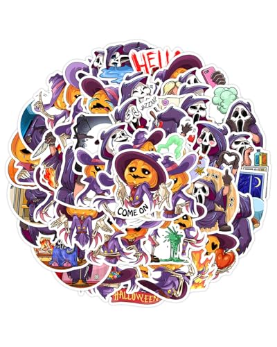 LEEQBCR 50 Stück Reflektierender Halloween Aufkleber Classic Wasserfeste Vinyl Happy Halloween Sticker für Laptop,Telefon,Wasserflasche,Geist Kürbis Dämon Zauberer Vampir für Dekoration Party Favors LEEQBCR 50 Stück Reflektierender Halloween Aufkleber Classic Wasserfeste Vinyl Happy Halloween Sticker für Laptop,Telefon,Wasserflasche,Geist Kürbis Dämon Zauberer Vampir für Dekoration Party Favors von LEEQBCR