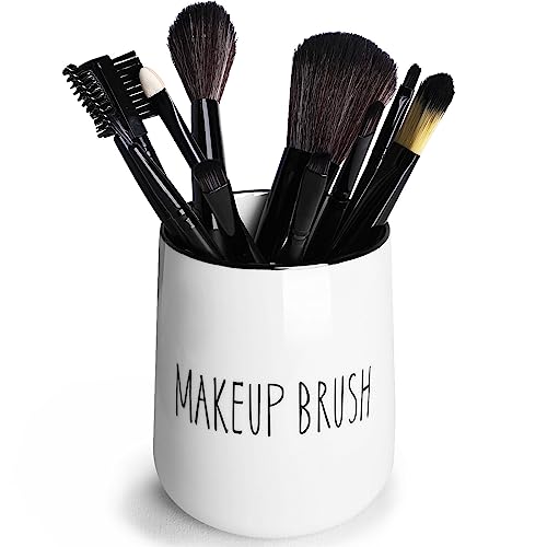 LEETOYI Keramik-Make-up-Pinselhalter für Badezimmer und Arbeitsplatte, Bauernhaus-Kosmetik-Aufbewahrung, Organizer, Tasse, Weiß LEETOYI Keramik-Make-up-Pinselhalter für Badezimmer und Arbeitsplatte, Bauernhaus-Kosmetik-Aufbewahrung, Organizer, Tasse, Weiß von LEETOYI