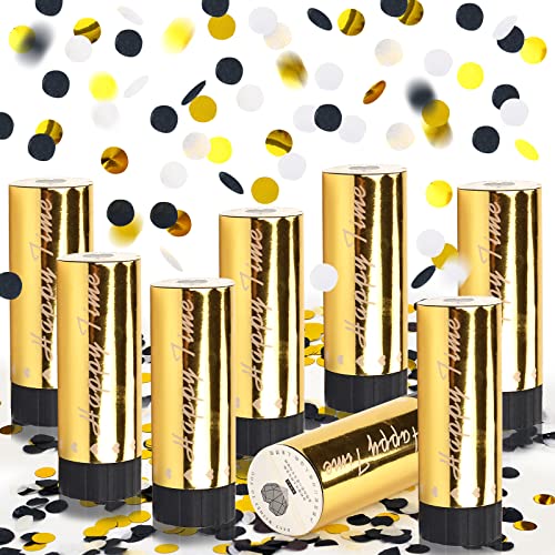 8 Stück Konfetti Kanonen, Konfetti Poppers Sticks Biologisch Abbaubar, Party Papierkanonen Shooter für Hochzeit, Geburtstag, Jubiläum, Partyzubehör, Dekoration (Gold) von LEEWENYAN