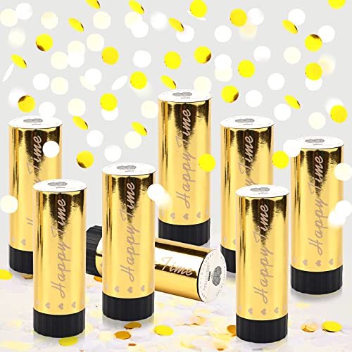 8 Stück Konfetti Kanonen, Konfetti Poppers Sticks Biologisch Abbaubar, Party Papierkanonen Shooter für Hochzeit, Geburtstag, Jubiläum, Partyzubehör, Dekoration (Weiß) von LEEWENYAN