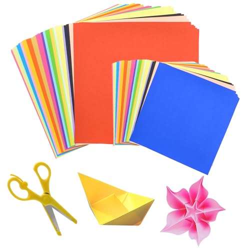200 Blatt Origami Papier, 20 x 20cm 15 x 15cm 20 Farben Buntes Papier Faltpapier Quadratisch Tonpapier Doppelseitig für Familie DIY Bastelprojekte DIY-Schul-Kunsthandwerksprojekte von LEEWYOU