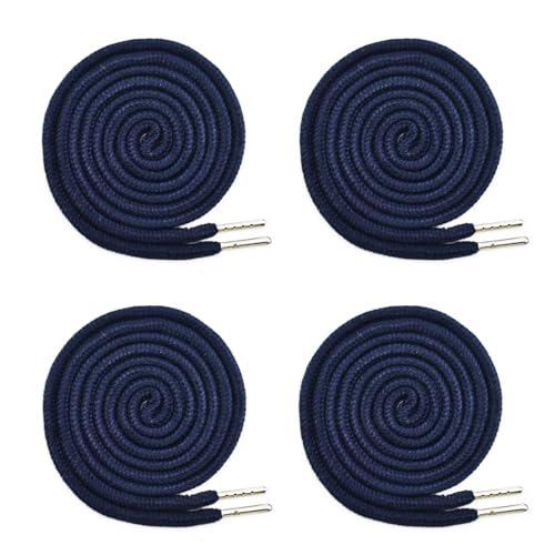 LEEWYOU 4 Stück Kordel für Jogginghose, 130 cm Kordelzug für Hoodie Polyester Band Universal Kordelenden Metall Ersatz-Saiten für Jacken Sweat Shirt Shorts Sporthosen Handtaschen (Marineblau) von LEEWYOU