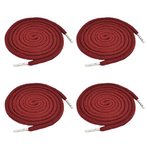 4 Stück Kordel für Jogginghose, 130 cm Kordelzug für Hoodie Polyester Band Universal Kordelenden Metall Ersatz-Saiten für Jacken Sweat Shirt Shorts Sporthosen Handtaschen (weinrot) von LEEWYOU