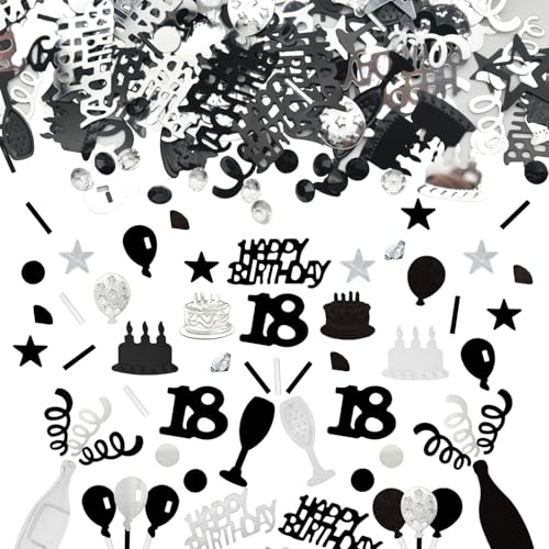 Konfetti 18 Geburtstag Deko, 18 Tischdeko Geburtstag Confetti,Streudeko 18. Geburtstag Deko, Tischdeko 18 Geburtstag, Konfetti Geburtstag Schwarz Silber,Glitzer Konfetti 18 Frauen Männer Konfetti 18 Geburtstag Deko, 18 Tischdeko Geburtstag Confetti,Streudeko 18. Geburtstag Deko, Tischdeko 18 Geburtstag, Konfetti Geburtstag Schwarz Silber,Glitzer Konfetti 18 Frauen Männer von LEEWYOU