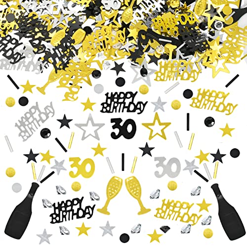 Konfetti 30 Geburtstag Deko,30 Tischdeko Geburtstag Confetti,Streudeko 30. Geburtstag Deko, Tischdeko 30 Geburtstag, Konfetti Streudeko Geburtstag schwarz Gold Silber,Glitzer Konfetti 30 Frauen Männer von LEEWYOU