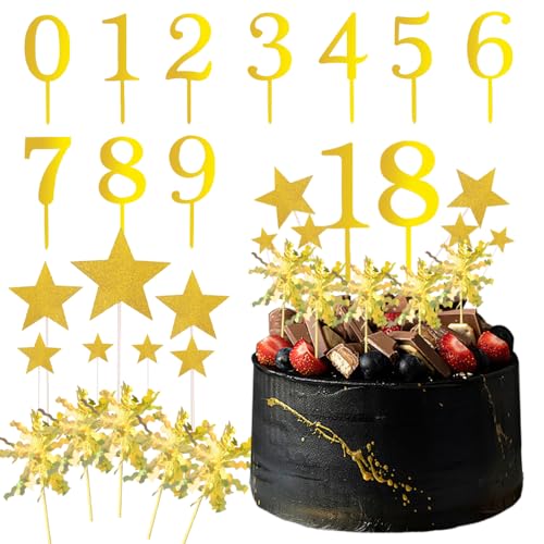 Number Cake Topper,0-9 Geburtstagstorte Topper,0 1 2 3 4 0 6 7 8 9 Kuchen Topper Dekoration,kuchen deko mädchen,torten deko für jungs,cake topper happy birthday,tortendeko geburtstag (J) von LEEWYOU