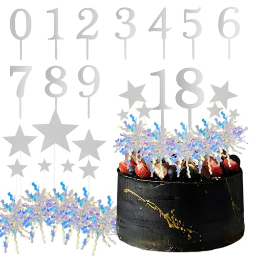 Number Cake Topper,0-9 Geburtstagstorte Topper,0 1 2 3 4 0 6 7 8 9 Kuchen Topper Dekoration,kuchen deko mädchen,torten deko für jungs,cake topper happy birthday,tortendeko geburtstag (Y) von LEEWYOU