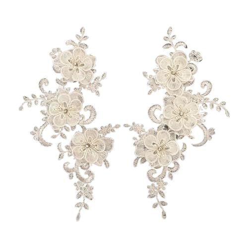 Gestickte Appliqué 3D Blumen Spitzenstoff Nähen DIY Trim Perlen Spitze Kleid Kragen Zubehör von LEEYDZJN