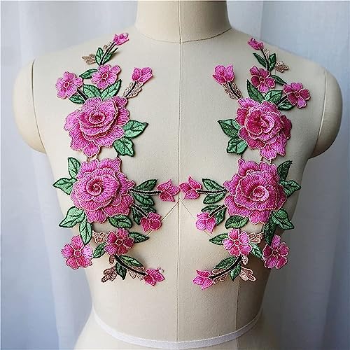 Gestickte Appliqué 3D Blumen bestickt Kleid Applikationen Spitze Stoff Borte Kragen Nähen Patches for Hochzeit Dekoration Kleid DIY(Color:Roze) von LEEYDZJN