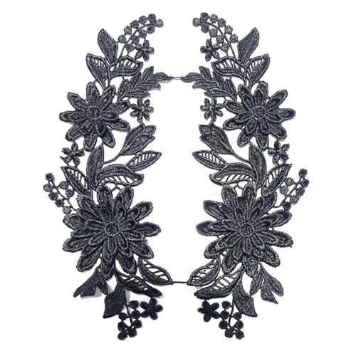 Gestickte Appliqué 3D-Stickerei-Spitzenapplikation for Hochzeitskleid-Dekoration, DIY-Kleidung, Nähzubehör(Color:Black) von LEEYDZJN