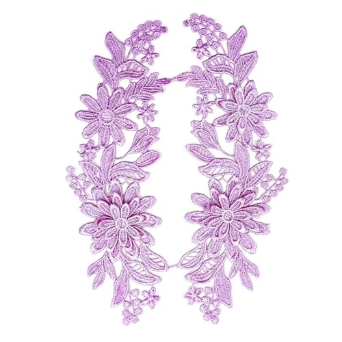 Gestickte Appliqué 3D-Stickerei-Spitzenapplikation for Hochzeitskleid-Dekoration, DIY-Kleidung, Nähzubehör(Color:Light Purple) von LEEYDZJN