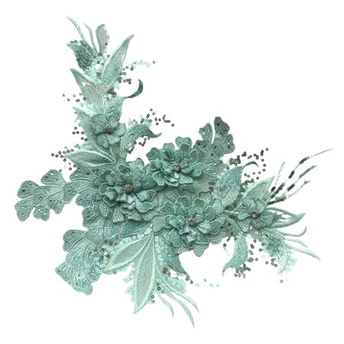 Gestickte Appliqué Blumen-Hochzeitskleid-Applikation, Spitzenstoff, Stickerei, Nähte for Kleid, DIY-Dekoration(Color:Green) von LEEYDZJN