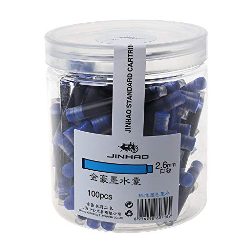 Jinhao Universal Tintenpatronen für Füllfederhalter, 2,6 mm, Schwarz/Blau, 100 Stück app.5cm/1.97in blau von LEEleegang
