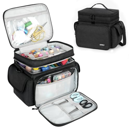 LEFOR·Z Nähzubehör Tasche,Nähset Aufbewahrungstasche Organizer,Doppelschicht Nähzeug Tragetasche für Anfänger,Reisende,Nähkurse,Schwarz,groß LEFOR·Z Nähzubehör Tasche,Nähset Aufbewahrungstasche Organizer,Doppelschicht Nähzeug Tragetasche für Anfänger,Reisende,Nähkurse,Schwarz,groß von LEFOR·Z