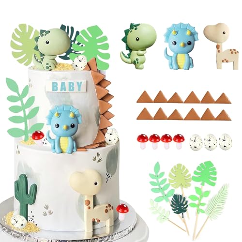 Baby-Dinosaurier-Kuchenaufsätze, Dinosaurier-Kuchendekorationen, Dinosaurier-Geburtstagstortenaufsätze für Babyparty, Dinosaurier-Thema, Geburtstagsparty-Zubehör (Stil 1) von LEFUBABY
