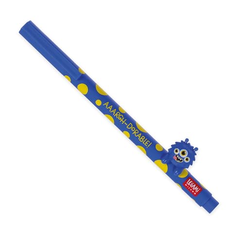 Legami - Gelschreiber mit dekorativem Tier - Lovely Friends, Monster -Thema, nicht rollend, blaue Tinte, entfernbares und wieder kombinierbares Tier, 0,5 mm Spitze von LEGAMI