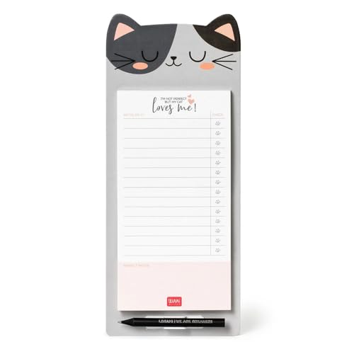 LEGAMI Grauer Notizblock mit Aufschrift 'I'm Not Perfect But My Cat Loves Me Cat' - 11 x 19 cm, 70 Blatt, 80 g/m², 1 Stück von LEGAMI