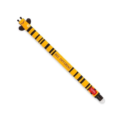 LEGAMI Löschbarer Gelschreiber, Biene, thermoempfindliche Tinte, 0,7 mm Spitzendurchmesser, 15 cm Länge, schwarze Tinte (2 Stifte) von LEGAMI