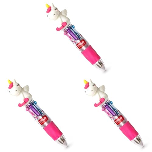LEGAMI MRP0001 - Mini Kugelschreiber 4 Farben, Mini Magic Rainbow, 2,3 x 10 cm, Tinte 4 Farben, Grün, Hellblau, Violett, Rosa, Spitze 1 mm, ergonomischer Griff aus Silikon (Packung mit 3) von LEGAMI
