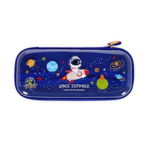Legami - Wonderwow Federmäppchen, Space Motiv,2 Fächer und Stifthalter innen, Innenfach mit Netzstoff, Reißverschluss, 23 x 11 x 5 cm von LEGAMI