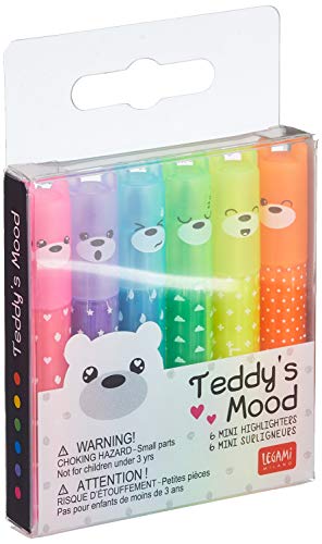 Legami - 6er Set Mini Textmarker Teddy's Mood, 6 Stück (1er Pack) von LEGAMI