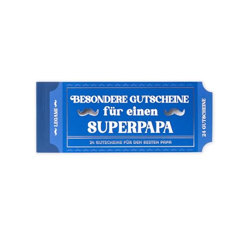 Legami - Block mit 24 Gutscheinen für Väter in deutcher Sprache, mit Aktivitäten für die Familie, Coupons mit Perforation zum Abreißen, Geschenkidee, Thema Papa, 20,3 x 8,4 cm Legami - Block mit 24 Gutscheinen für Väter in deutcher Sprache, mit Aktivitäten für die Familie, Coupons mit Perforation zum Abreißen, Geschenkidee, Thema Papa, 20,3 x 8,4 cm von LEGAMI