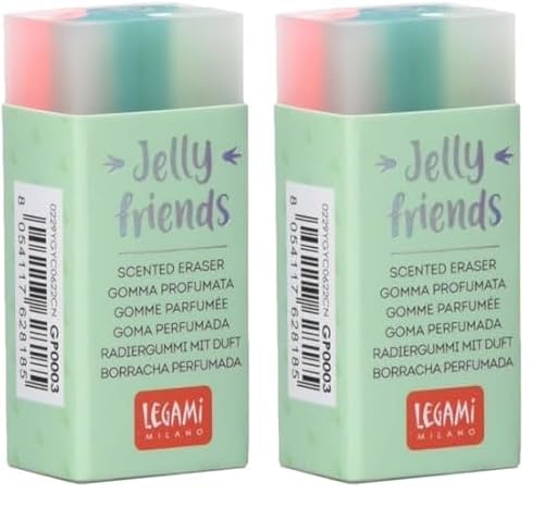 Legami - Duftgummi, Jelly Friends, 2,2 x 5 cm, Dino-Thema, Vanille-Aroma, weich und sauber (Packung mit 2) von LEGAMI