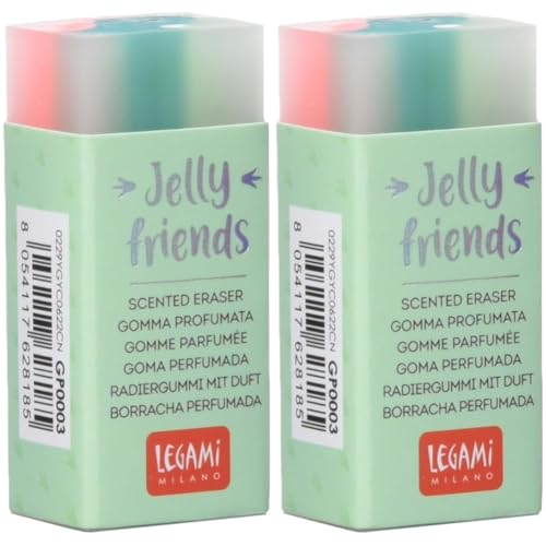 Legami - Duftgummi, Jelly Friends, 2,2 x 5 cm, Dino-Thema, Vanille-Aroma, weich und sauber (Packung mit 2) von LEGAMI