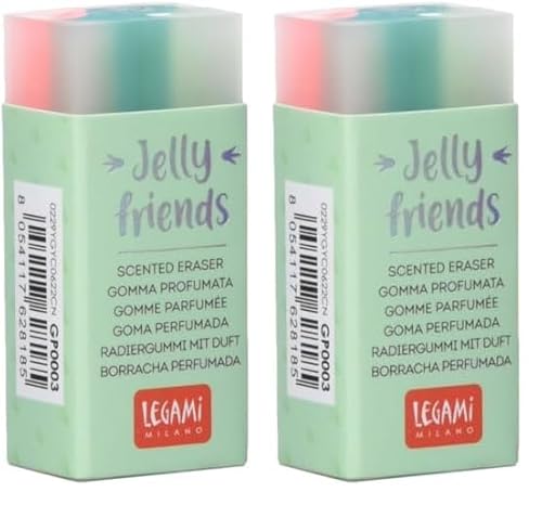 Legami - Duftgummi, Jelly Friends, 2,2 x 5 cm, Dino-Thema, Vanille-Aroma, weich und sauber (Packung mit 2) von LEGAMI