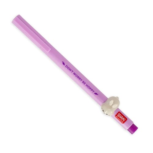 Legami - Gelschreiber mit dekorativem Tier - Lovely Friends, Bunny-Thema, nicht rollend, viola Tinte, entfernbares und wieder kombinierbares Tier, 0,5 mm Spitze Legami - Gelschreiber mit dekorativem Tier - Lovely Friends, Bunny-Thema, nicht rollend, viola Tinte, entfernbares und wieder kombinierbares Tier, 0,5 mm Spitze von LEGAMI
