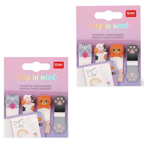 Legami - Keep in Mind Seitenmarker, 80 Seitenmarker Aufkleber (20 x 4), beschreibbare und entfernbare Aufkleber, Motiv Kitty, 7 x 5,5 cm (2-er Set) von LEGAMI