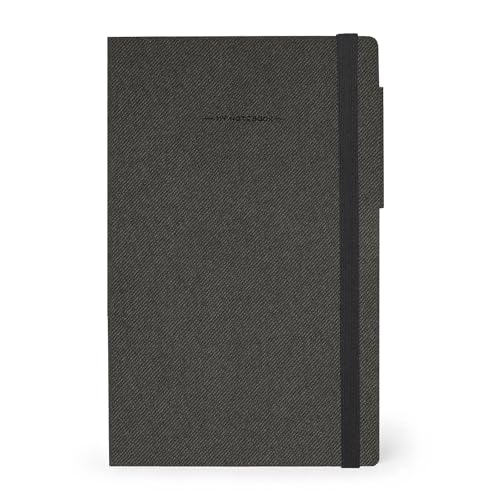Legami - My Notebook, 6 mm liniertes Notizbuch, Deep Graphite, Medium, FSC-zertifiziertes Papier, 192 Seiten, Softcover, elastischer Verschluss, 13 x 21 cm von LEGAMI