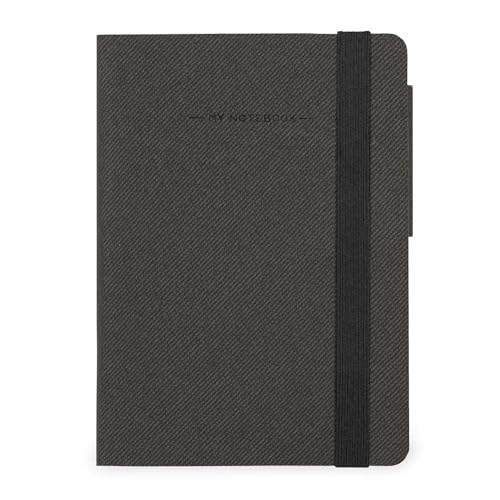 Legami - My Notebook, 6 mm liniertes Notizbuch, Deep Graphite, Small, FSC-zertifiziertes Papier, 192 Seiten, Softcover, elastischer Verschluss, 9.5 x 13.5 cm von LEGAMI