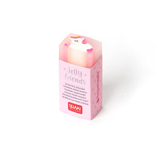 Legami - Parfümierter Gummi, Jelly Friends, 2,2 x 5 cm, Einhorn-Thema, Aroma Zuckergarn, weiches und sauberes Löschen von LEGAMI