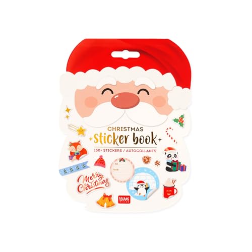 Legami - Weihnachts-Stickerbuch, 8 Blätter mit mehr als 150 Papierstickern, Stickerbuch mit Geschenketiketten, Verschlussstempel, dekorative Sticker für Weihnachten, Bianco Legami - Weihnachts-Stickerbuch, 8 Blätter mit mehr als 150 Papierstickern, Stickerbuch mit Geschenketiketten, Verschlussstempel, dekorative Sticker für Weihnachten, Bianco von LEGAMI