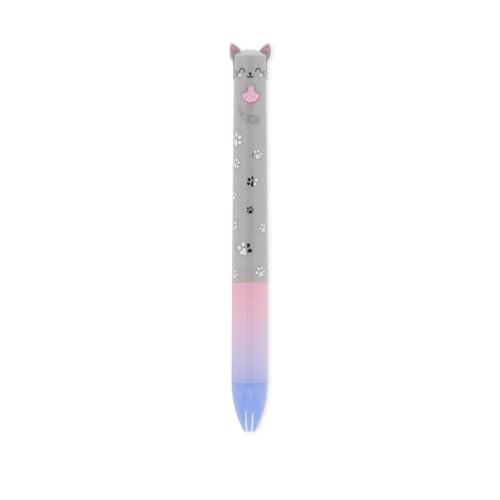 Legami - Zweifarbiger Click&Clack Stift, blaue und rosa Tinte, Druckstift, ideal für Schule Büro Zuhause, zweifarbig, Durchmesser Spitze 1 mm, Kitty-Thema von LEGAMI