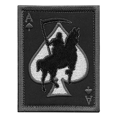 ACU Subdued Ace of Spades Grim Reaper Death Card Morale Tactical Skull Skeleton Fastener Patch Klettverschluss von LEGEEON