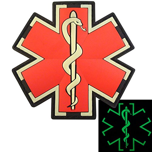 Glow Dark EMS EMT Medic Paramedic Star of Life Morale Tactical PVC 3D Hook Patch von LEGEEON