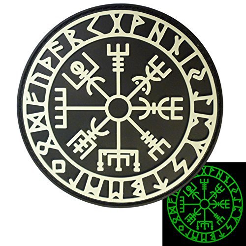 Glow Dark Vegvisir Viking Compass Norse Rune Morale Tactical PVC Rubber 3D Fastener Patch von LEGEEON