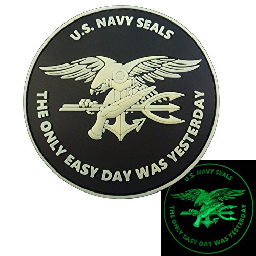 Glow Dark US Navy Seals The Only Easy Day Was Yesterday DEVGRU Morale PVC Fastener Patch von LEGEEON