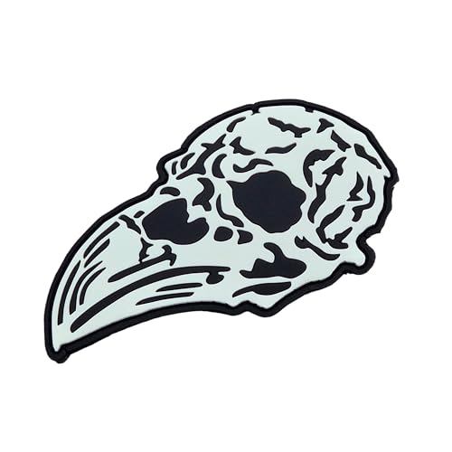 Taktischer nordischer Rabenschädel Krähe Wikinger Odin PVC Kompatibel mit Velcro Klett-Patches für Hüte, Taktische Patches, Molle Zubehör Militär Patches, Patches für Rucksäcke (Glow Dark) von LEGEEON