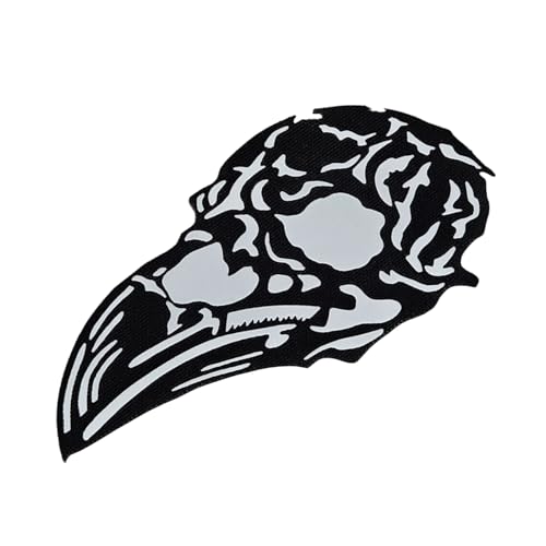 Norse Raven Skull Viking Lasercut Patch Morale [Black White] von LEGEEON