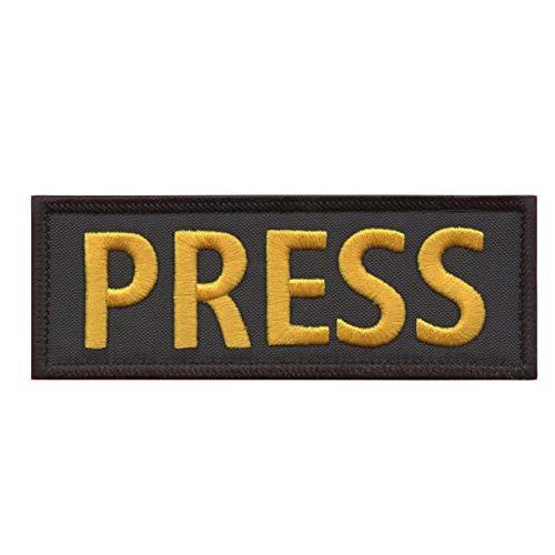 PRESS 5"x2" Schwarze Körperpanzer Gelbe Buchstaben Taktische Weste Medien Bestickter Nylon Klettverschluss Patch PRESS 5"x2" Schwarze Körperpanzer Gelbe Buchstaben Taktische Weste Medien Bestickter Nylon Klettverschluss Patch von LEGEEON