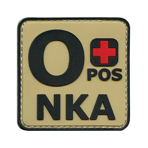 PVC Erste-Hilfe-Aufnäher BLUTGRUPPE 2x2 O-POS PVC Platten-Träger-Aufnäher für Weste IFak Erste-Hilfe-Set Blutgruppe taktische Aufnäher für Rucksäcke O Pos Patch (Desert Arid) von LEGEEON