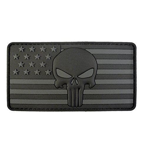 Skull America Flag PVC Patch (Blue Line,Blackout Subdued) (Blackout Subdued) von LEGEEON