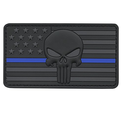 Skull America Flag PVC Patch (Blue Line,Blackout Subdued) von LEGEEON