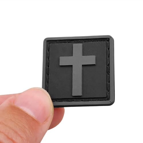 Kreuz Klein Patch Mini Christlicher PVC Klett Patch für Rucksack, Cap oder Plattenträger (Blackout) von LEGEEON