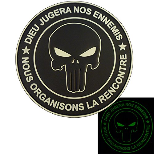 Subdued Punisher DIEU JUGERA NOS ENNEMIS DEVGRU Morale PVC 3D Touch Fastener Patch (Subdued Glow Dark) von LEGEEON