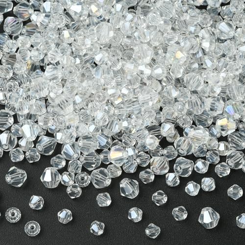 LEGENTLISUR 10 Stränge Transparente Glaskristallperlen zur Schmuckherstellung Facettierte Rondell-Abstandsperlen für Armbänder Halsketten und Heimwerkerbedarf (Clear) von LEGENTLISUR